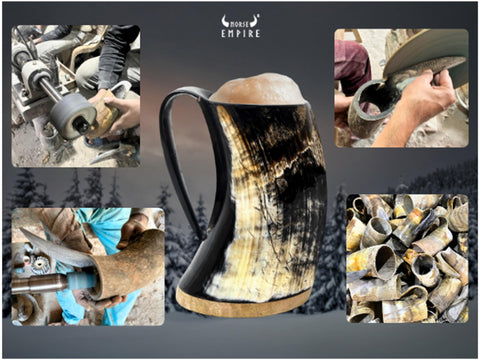 Norse Empire Viking horn mug hand-polished to reveal rich colors