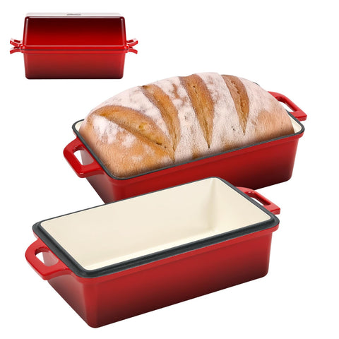 Northriver Casting 9x5 enameled bread pan with lid for even browning