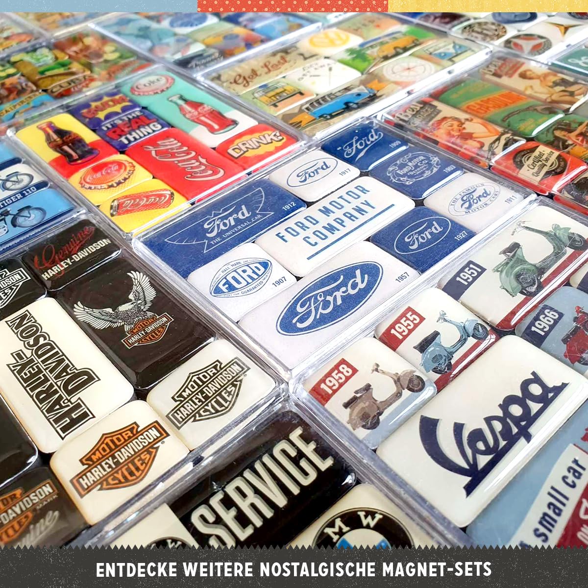 Nostalgic-Art gift box closeup presents a ready-to-gift magnet set.