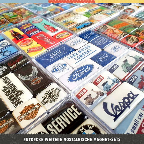 Nostalgic-Art gift box closeup presents a ready-to-gift magnet set.