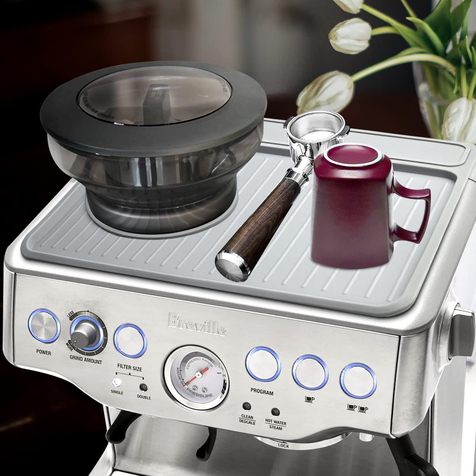 NOTSEK espresso tamper mat offers non-slip grip for Barista Touch/Express.