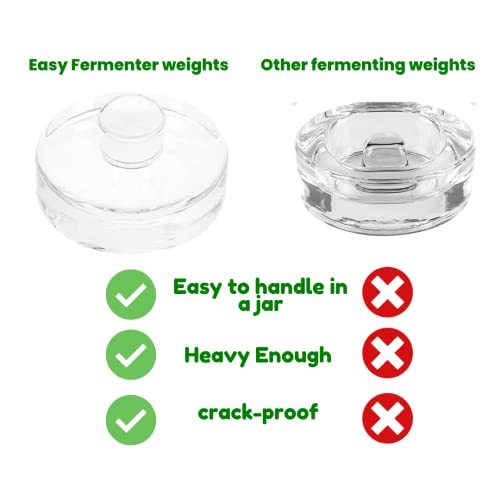 Nourished Essentials wide-mouth fit weights ensure secure submersion of veggies during brine.