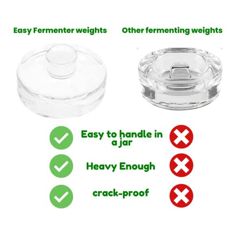 Nourished Essentials wide-mouth fit weights ensure secure submersion of veggies during brine.