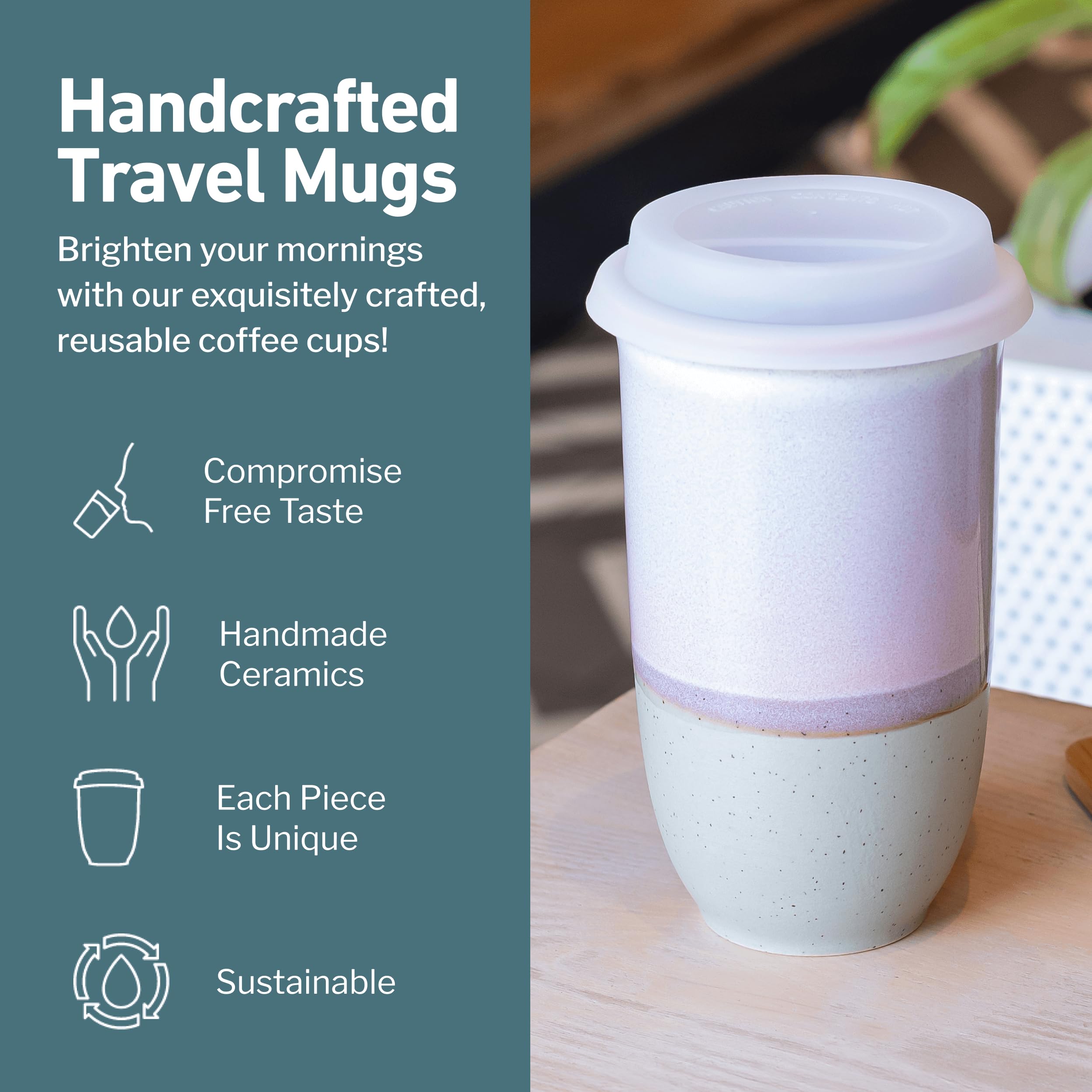 Nova Ceramics 16oz travel mug with horizon design for daily coffee moments