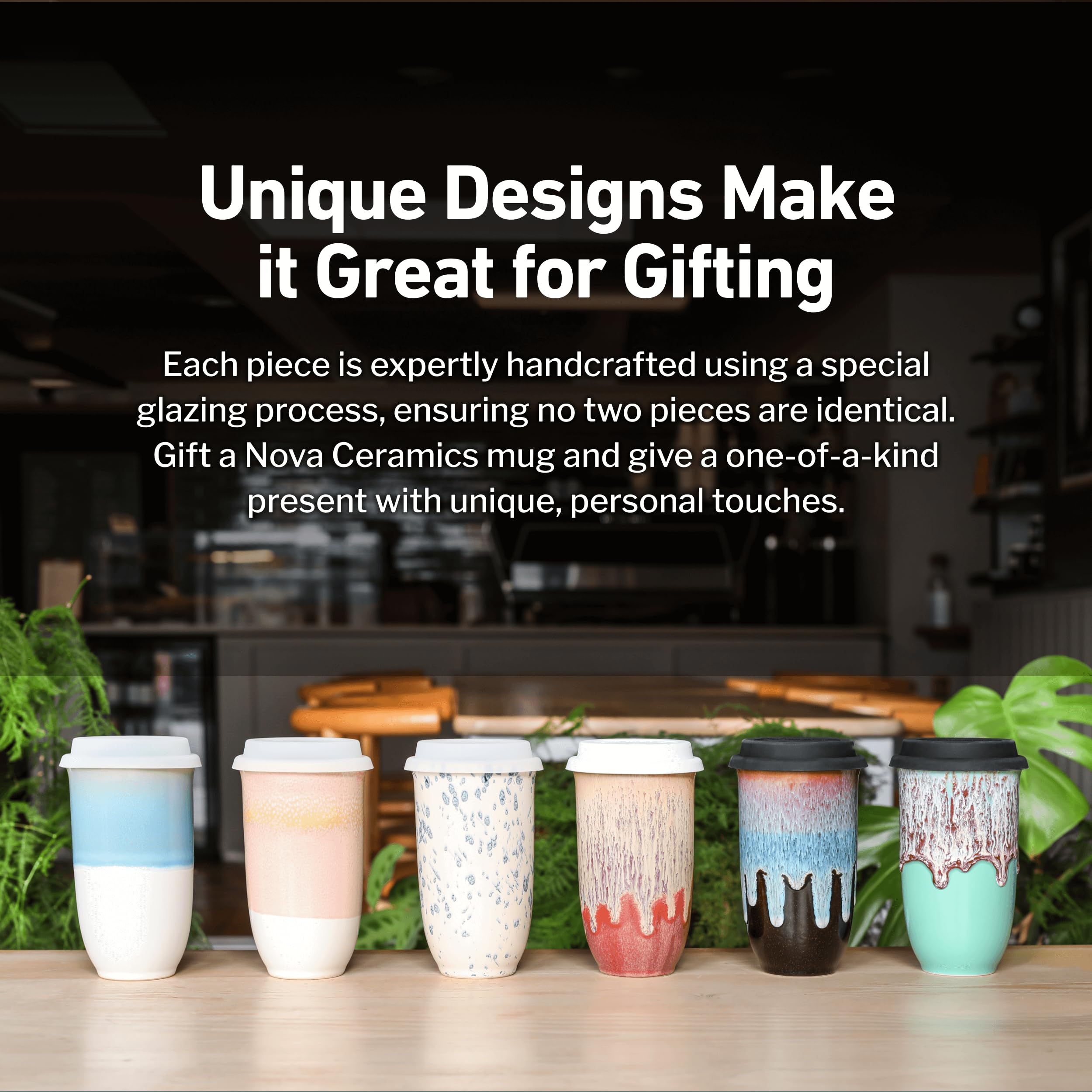 Nova Ceramics reusable cup helps reduce waste during beverages on the go.