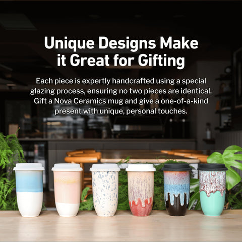 Nova Ceramics reusable cup helps reduce waste during beverages on the go.