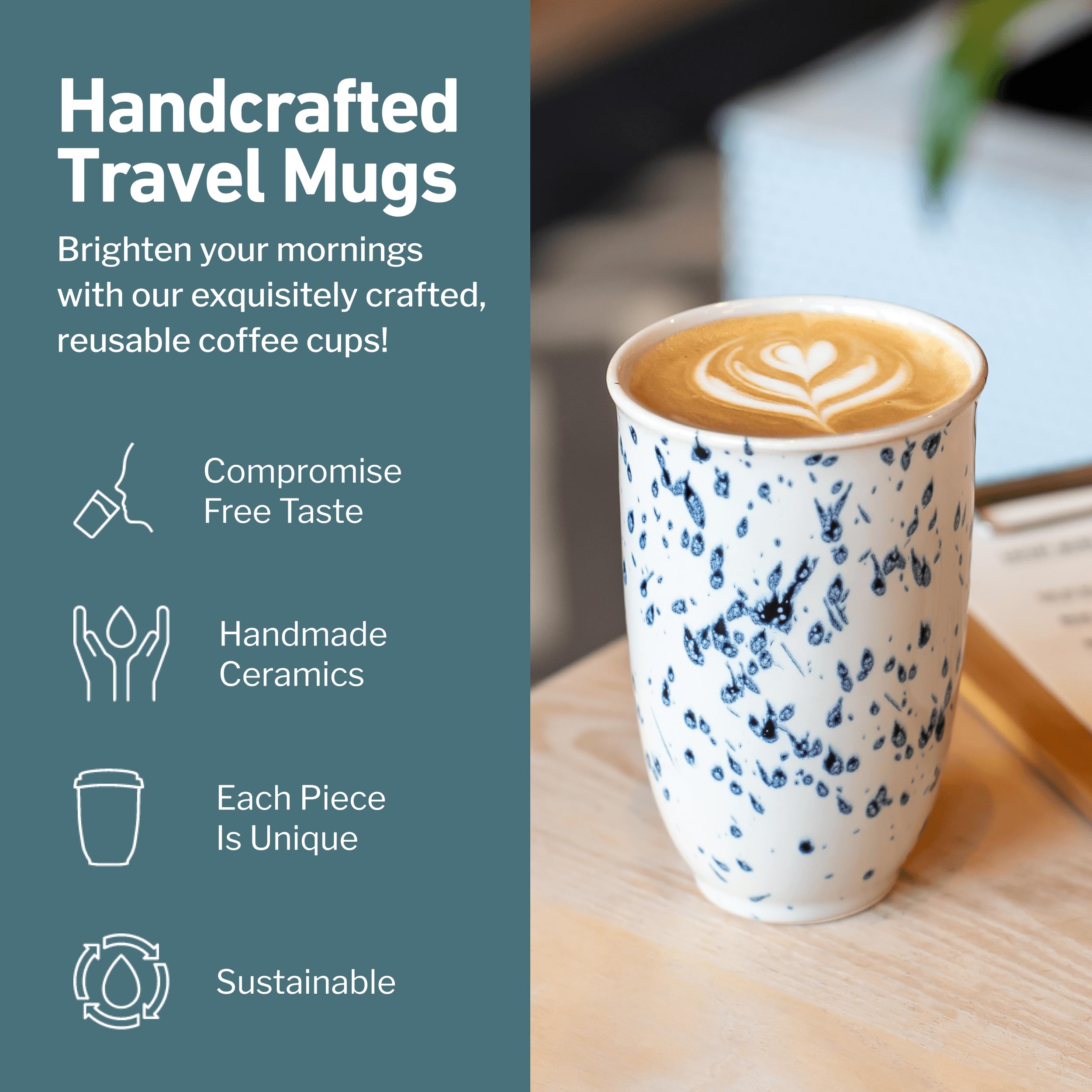 Nova Ceramics travel mug 12oz capacity for portable coffee moments