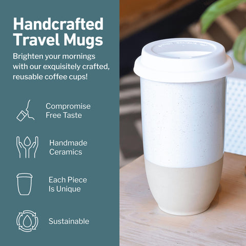 Nova Ceramics Travel Mug Dune glaze side view shows unique texture