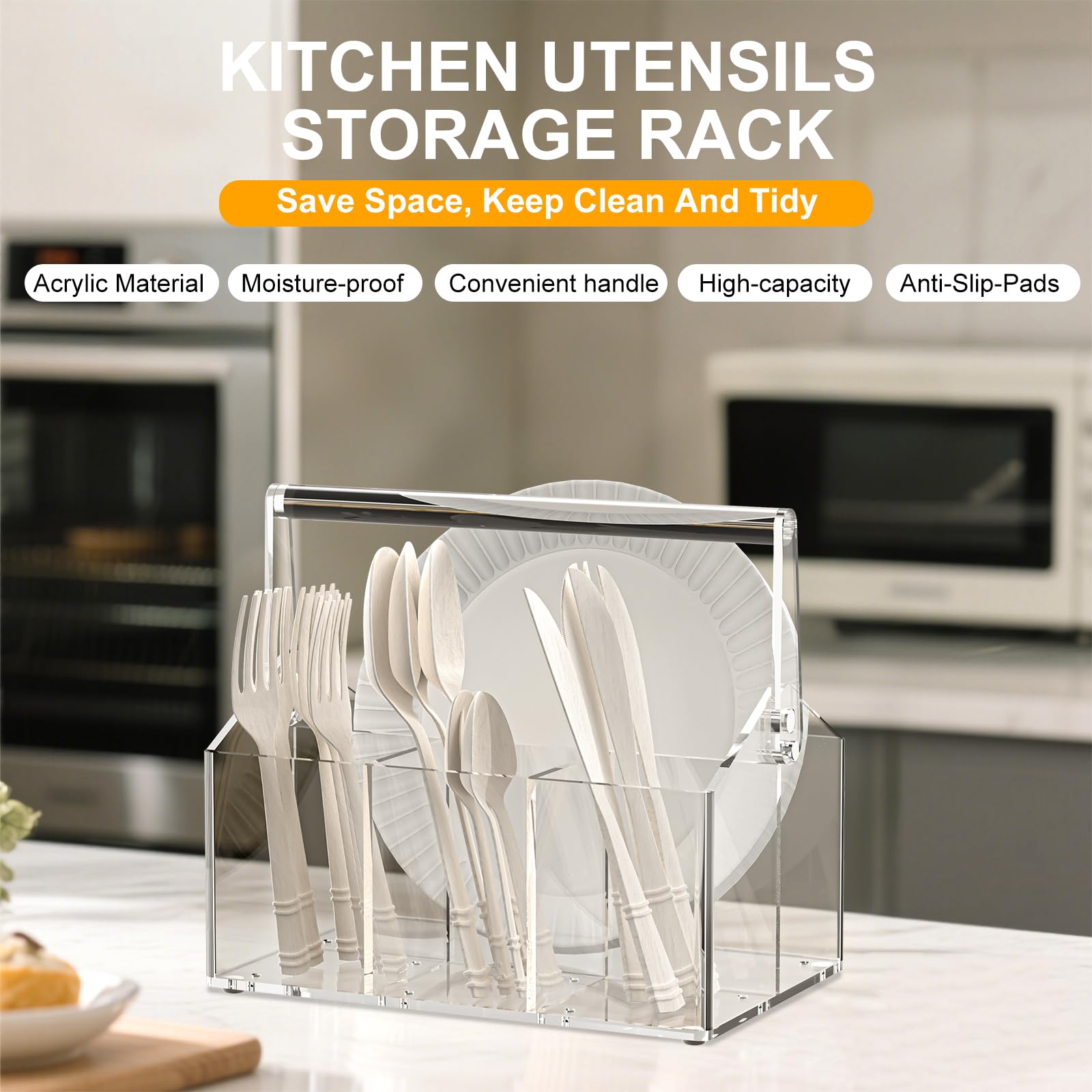 Novacrylion Acrylic Utensil Caddy drainage holes speed drying after washing.
