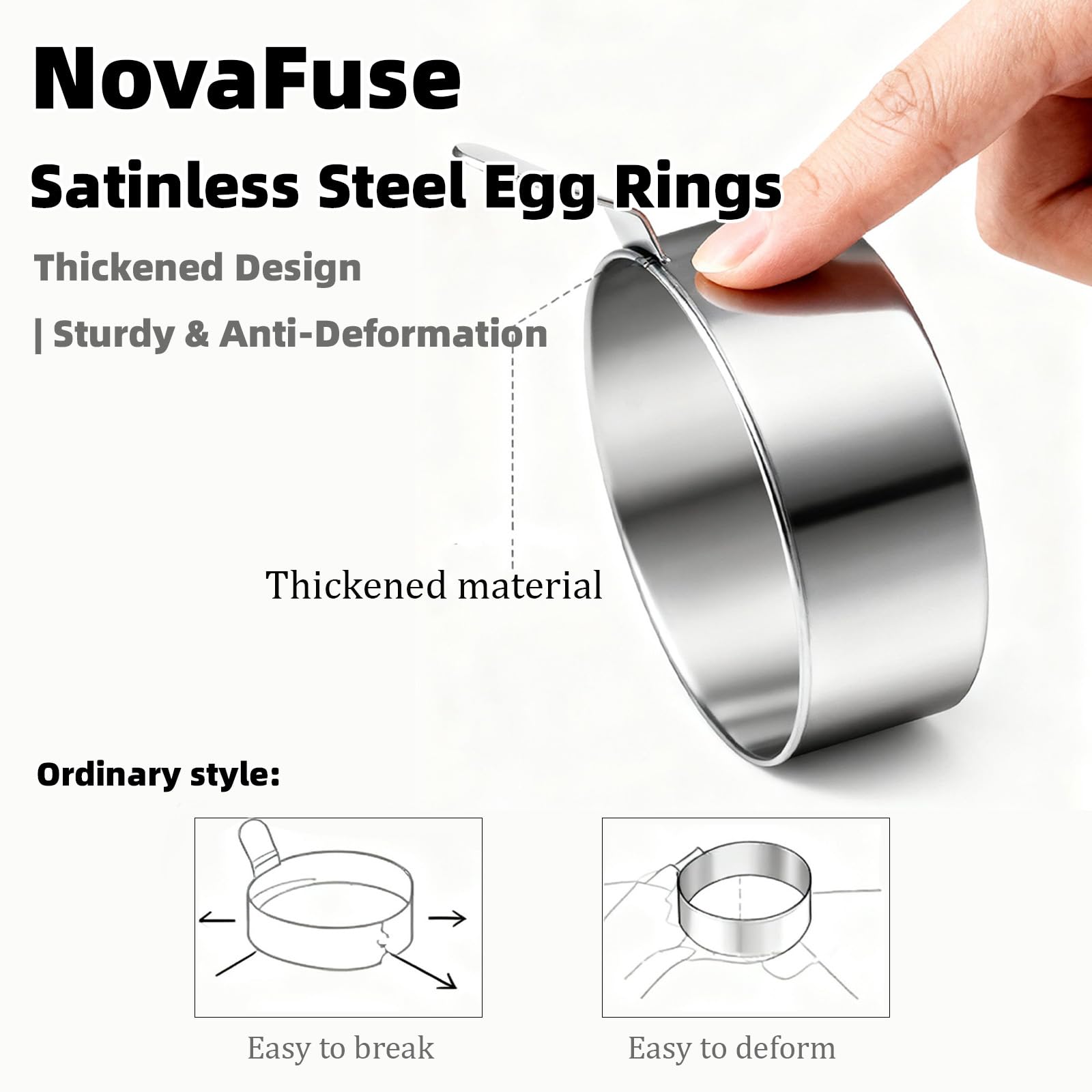 NovaFuse 9 cm egg ring demonstrates portion sized for breakfast sandwiches