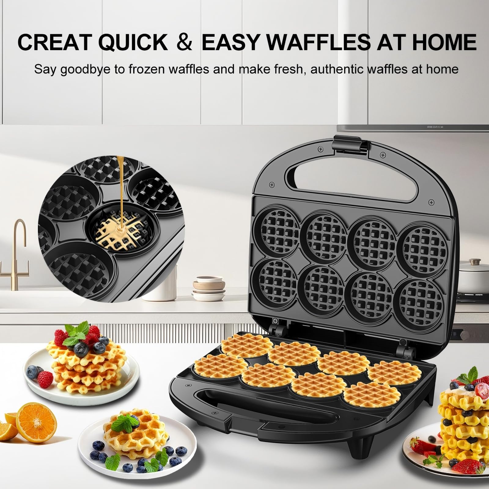 Novalife mini waffle maker compact design fits small kitchens and shelves