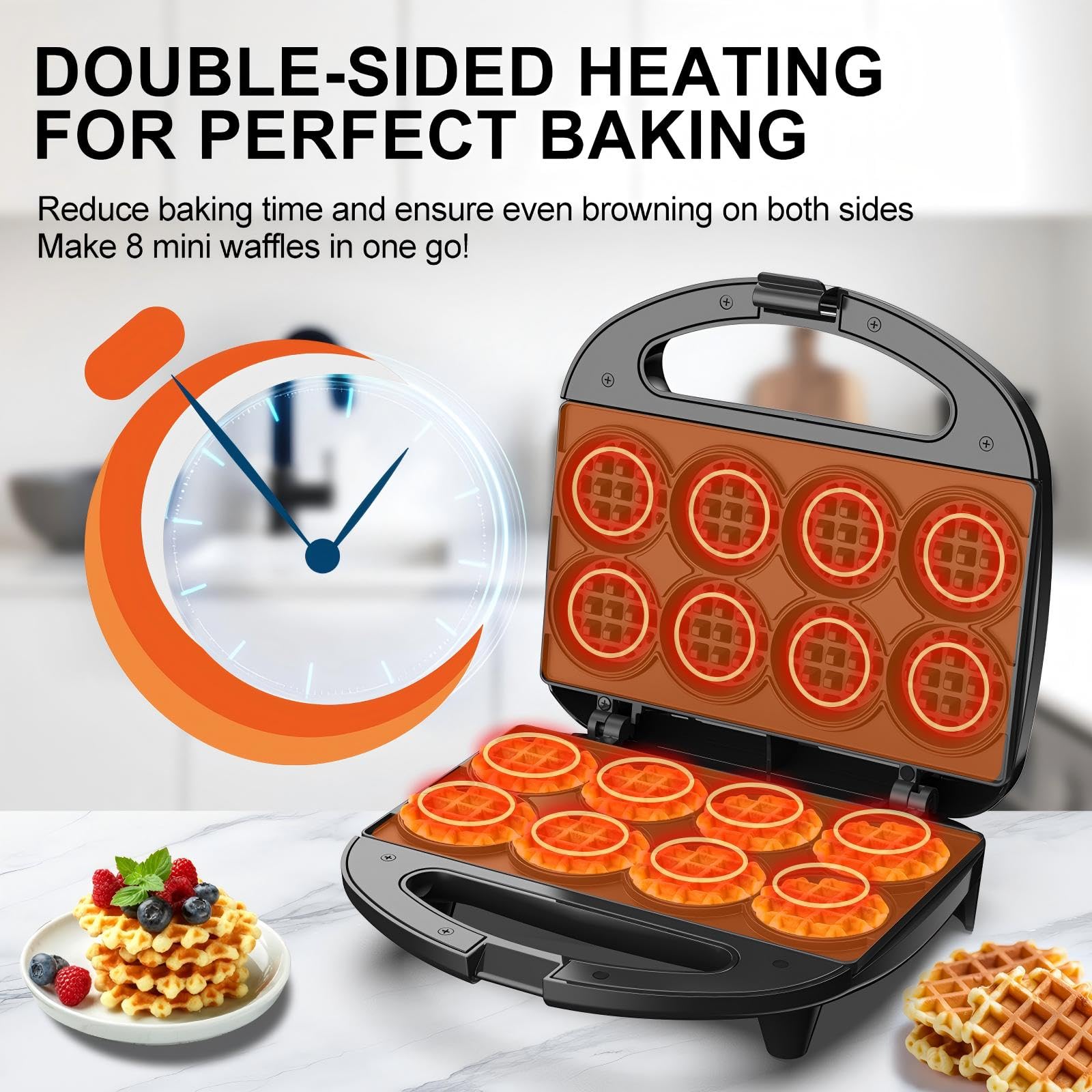 Novalife mini waffle maker nonstick plates release waffles with ease