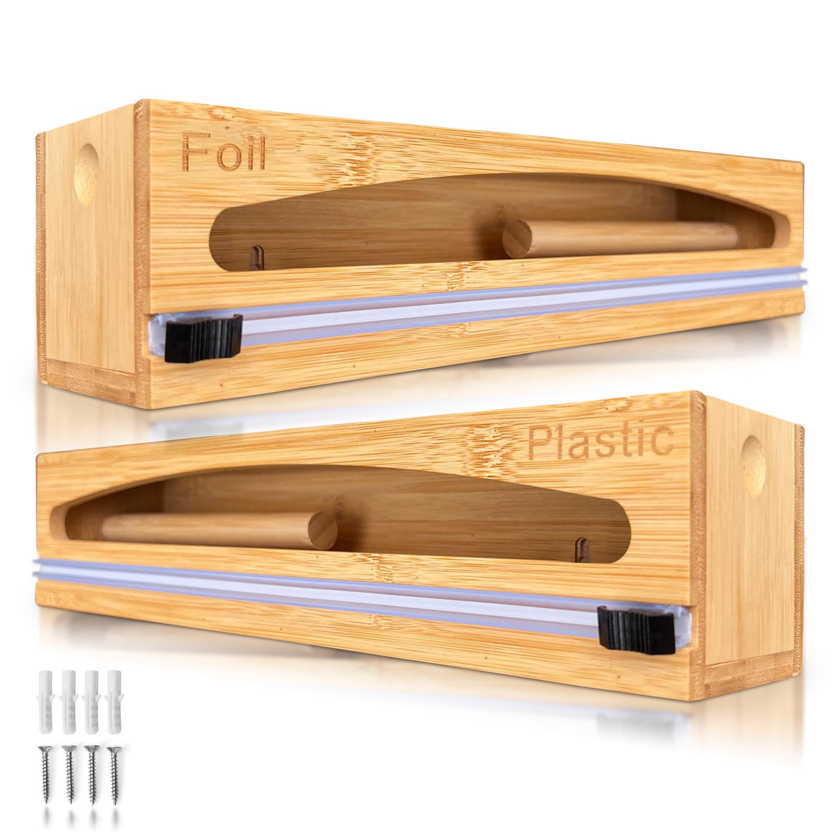 NovaNest Wrap Organizer with Cutter provides clean cuts for plastic wrap in the kitchen.