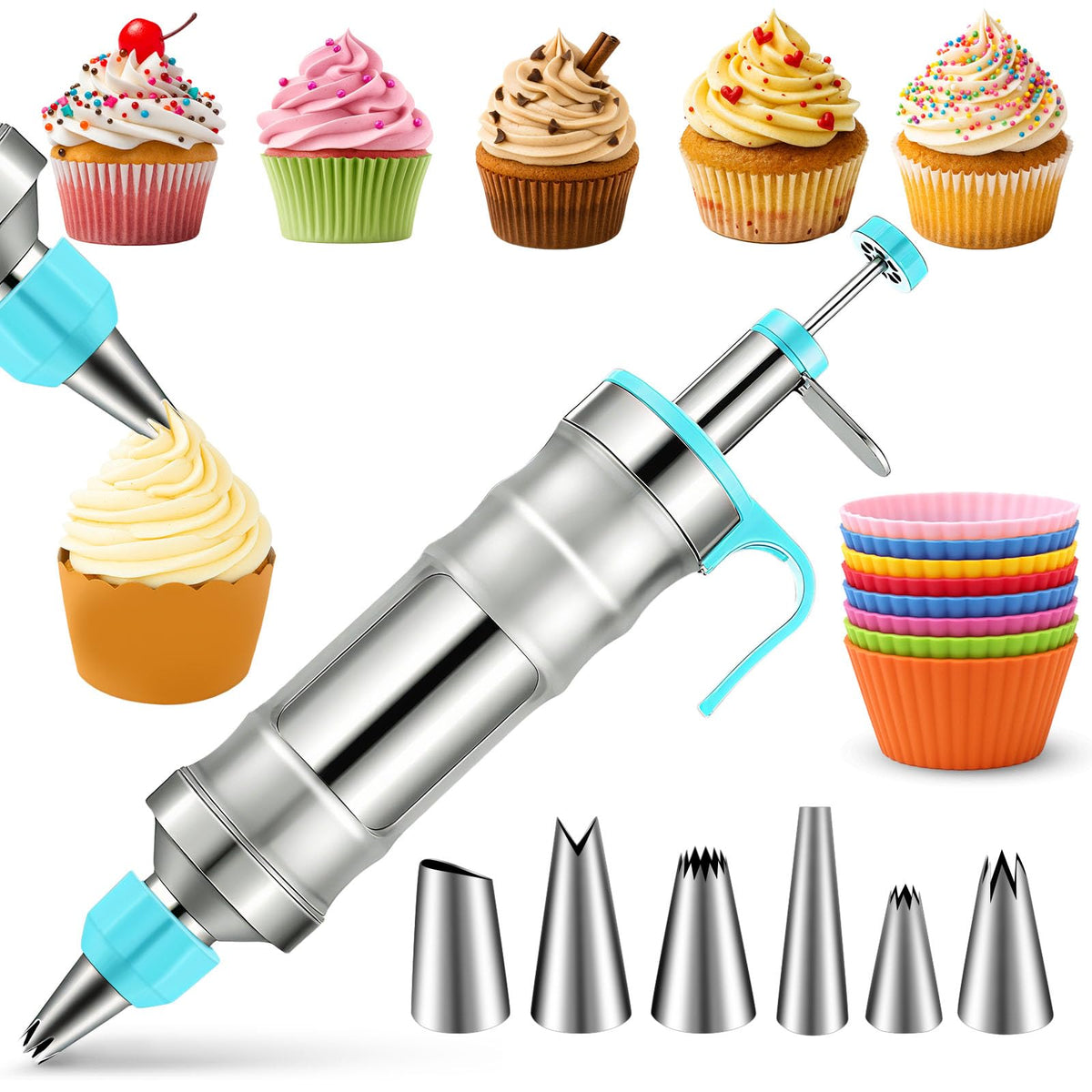Novano dessert decorating syringe set with frosting gun for precise icing designs