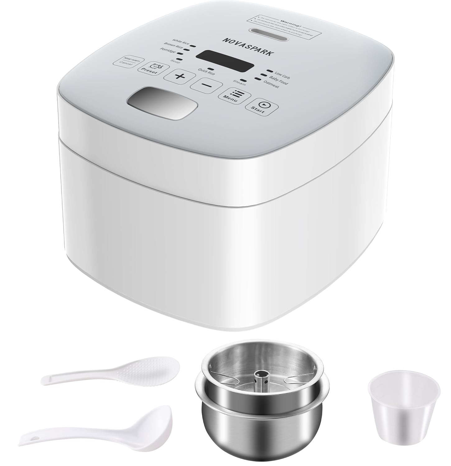 Novaspark Low Carb Rice Cooker inner pot with non-stick bottom for easy cleaning and durability