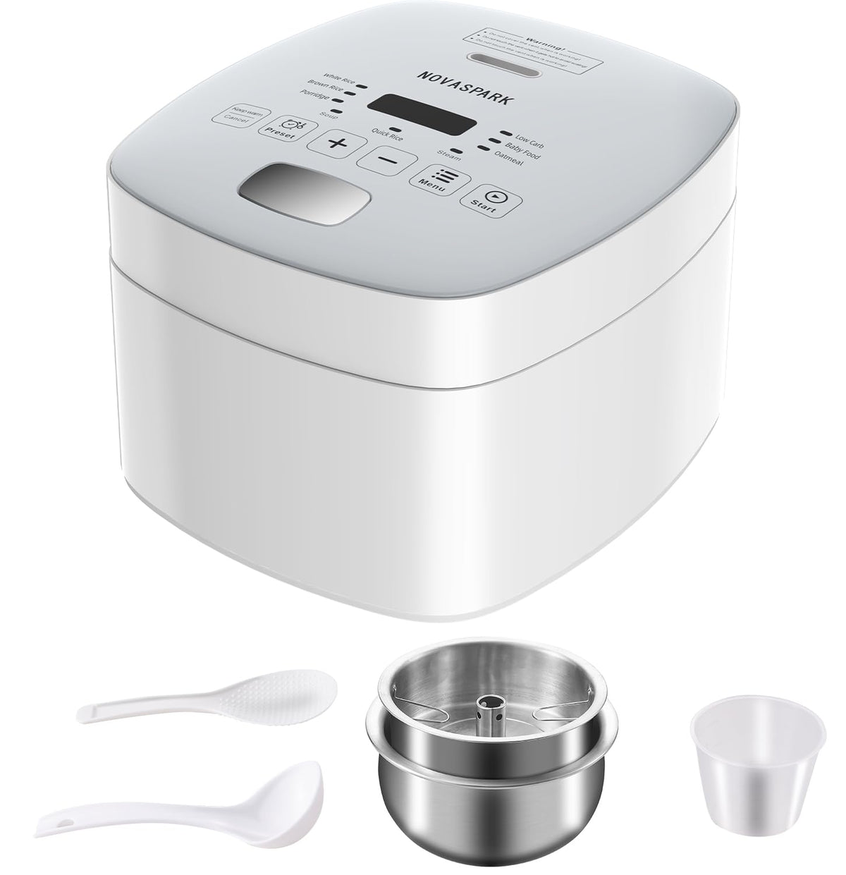 Novaspark Low Carb Rice Cooker inner pot with non-stick bottom for easy cleaning and durability