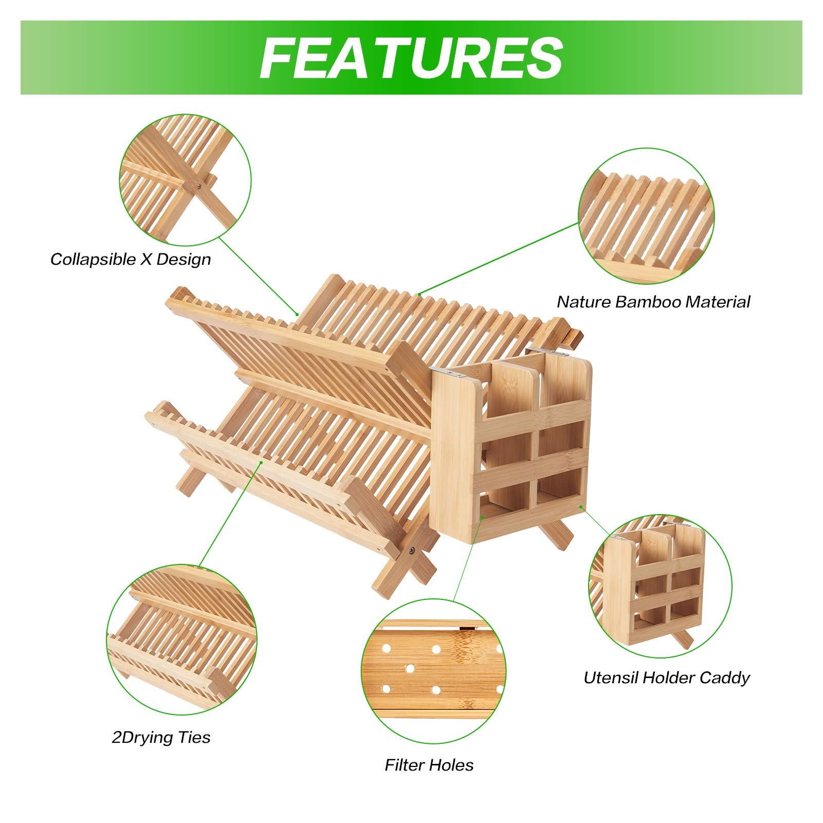NOVAYEAH bamboo rack with drainage holes ensures efficient water runoff.