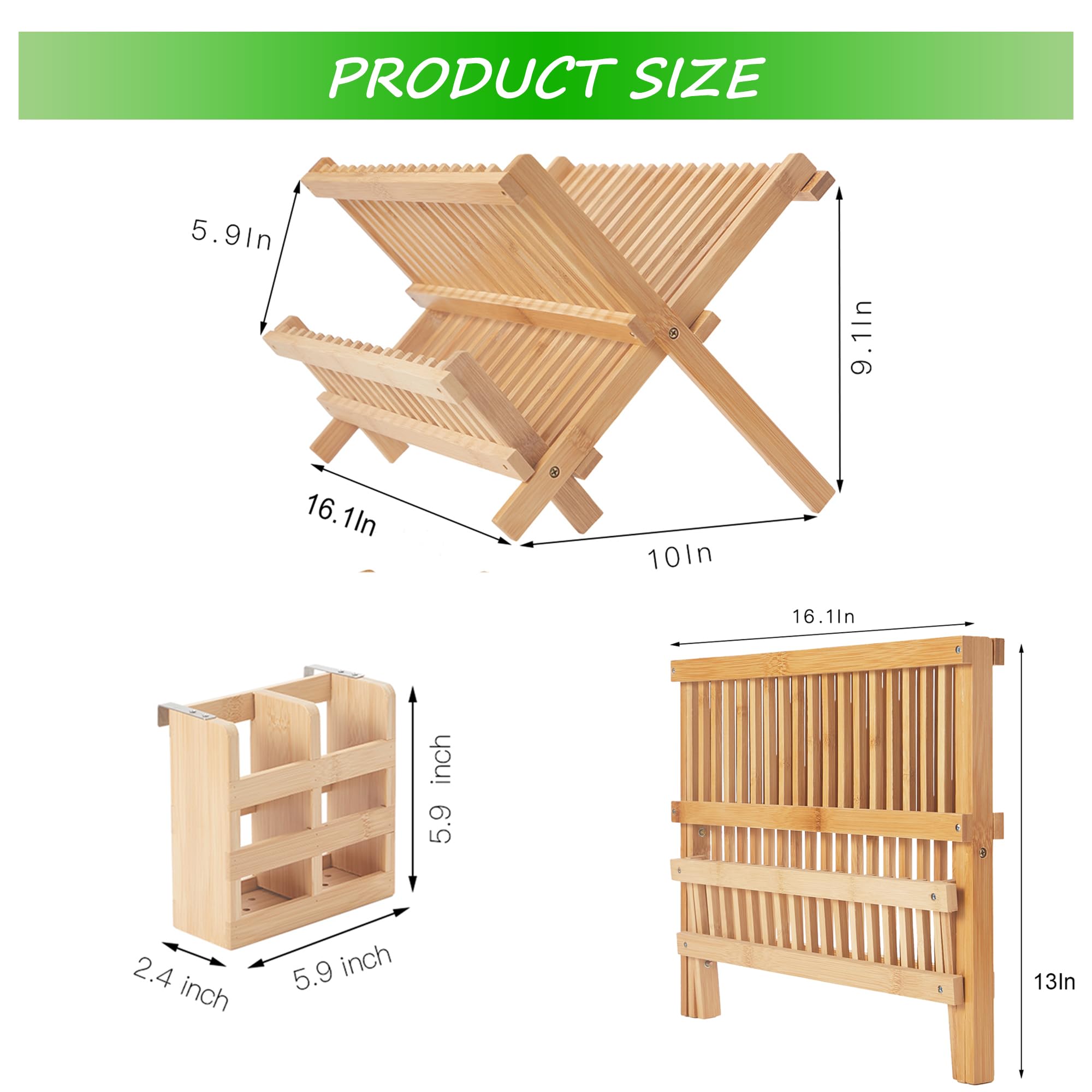 NOVAYEAH bamboo drying rack sits neatly on counters, ideal for small spaces.