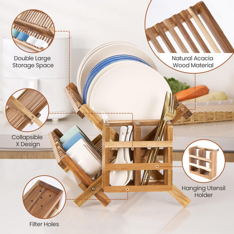 NOVAYEAH utensil holder with metal clips keeps flatware tidy and dry