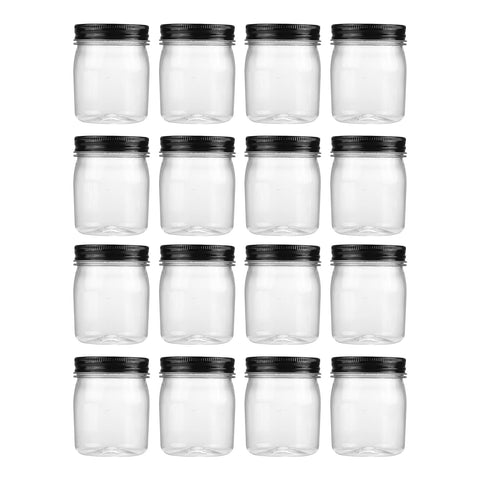 novelinks 8oz clear plastic jar shows airtight clarity for spices and crafts.
