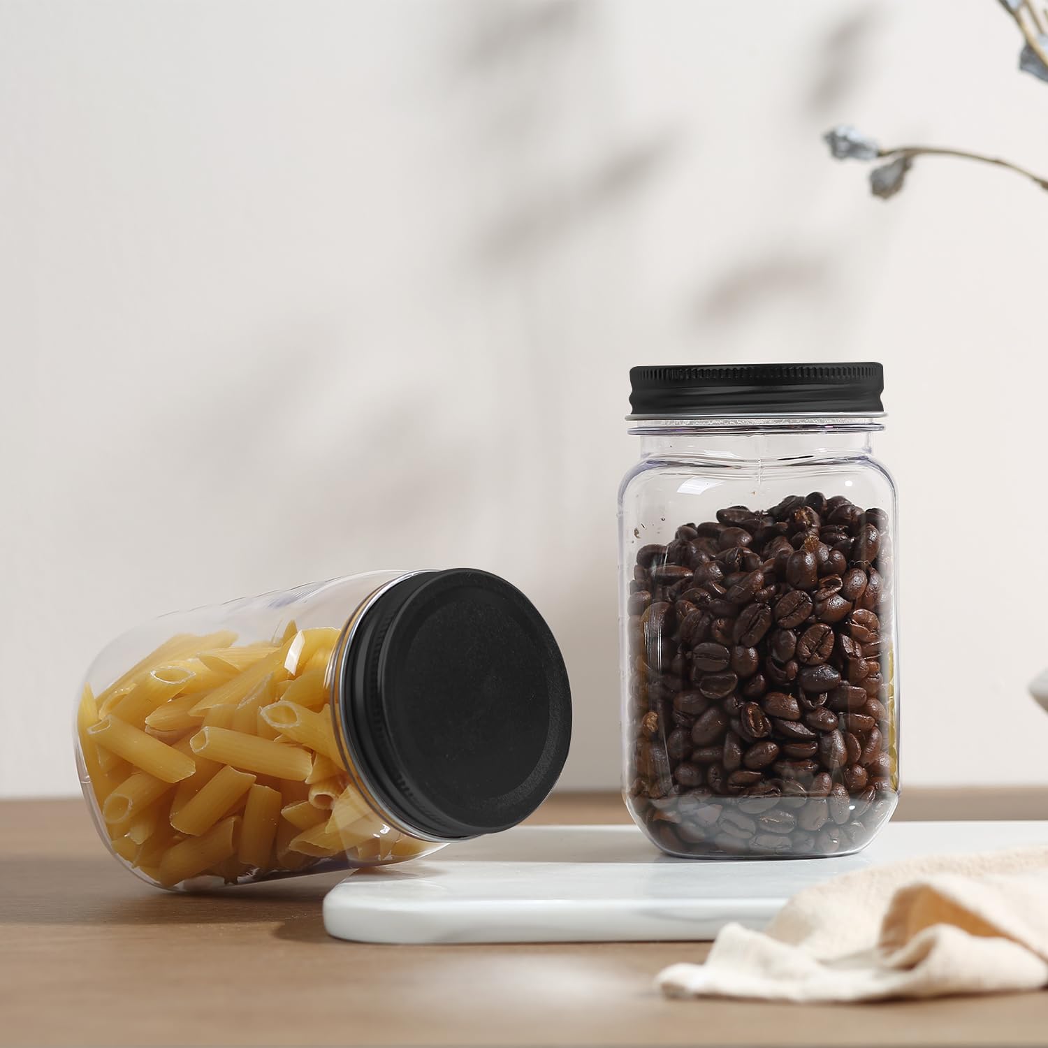 Novelinks compact 16 oz jars support organized cupboards and travel packing.