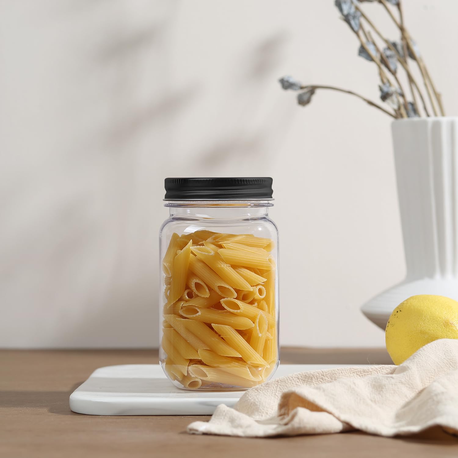 Novelinks quality plastic jars with metal lids blend practicality and style.