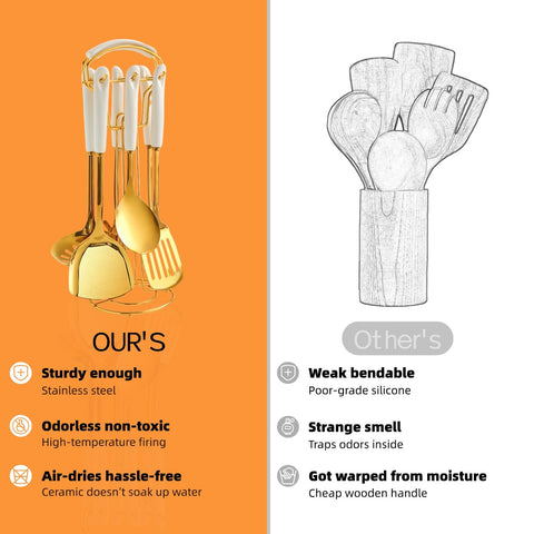 Novellus stainless steel gold slotted spoon designed for draining