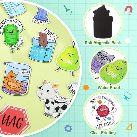 Noveread science-themed magnet set adds character and secures photos easily.