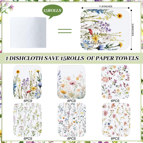 Noveread wildflowers cotton cleaning cloths are absorbent for drying dishes.