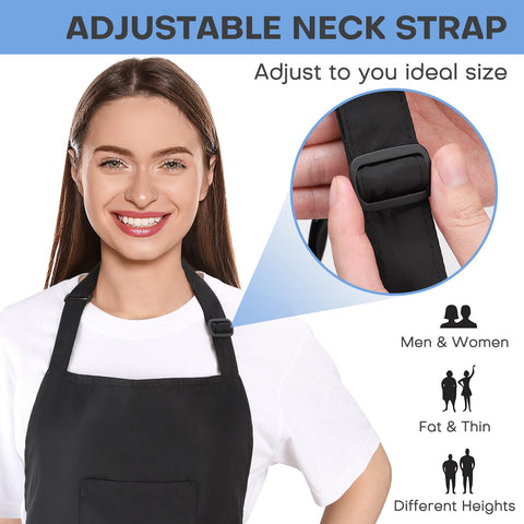 Adjustable neck strap on Noverlife apron customizes fit for comfort.