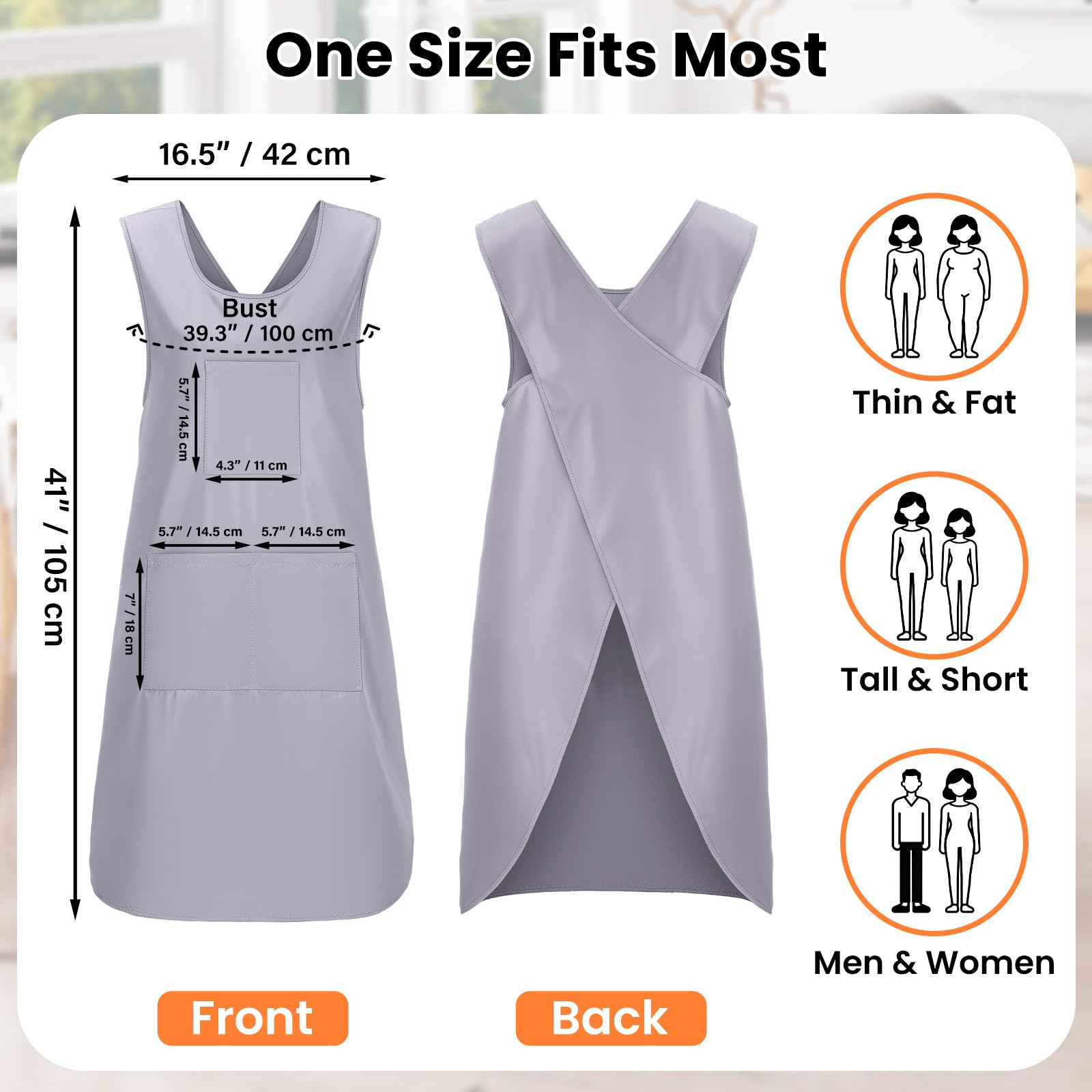 Noverlife Cross-Back Apron features stain-resistant polyester fabric that protects clothing.