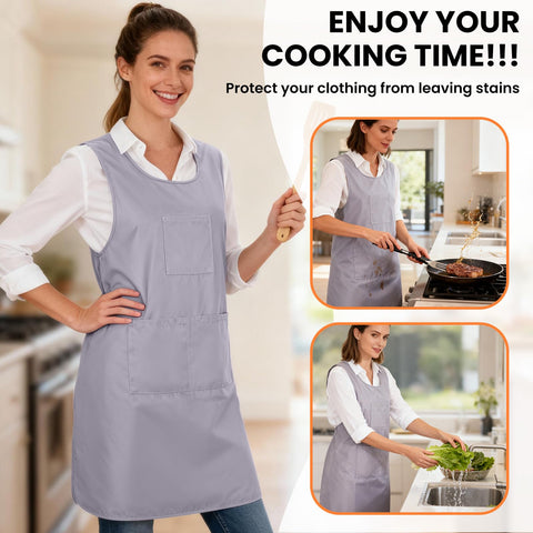 Noverlife Japanese Cross-Back Apron three pockets keep phone and tools within reach.