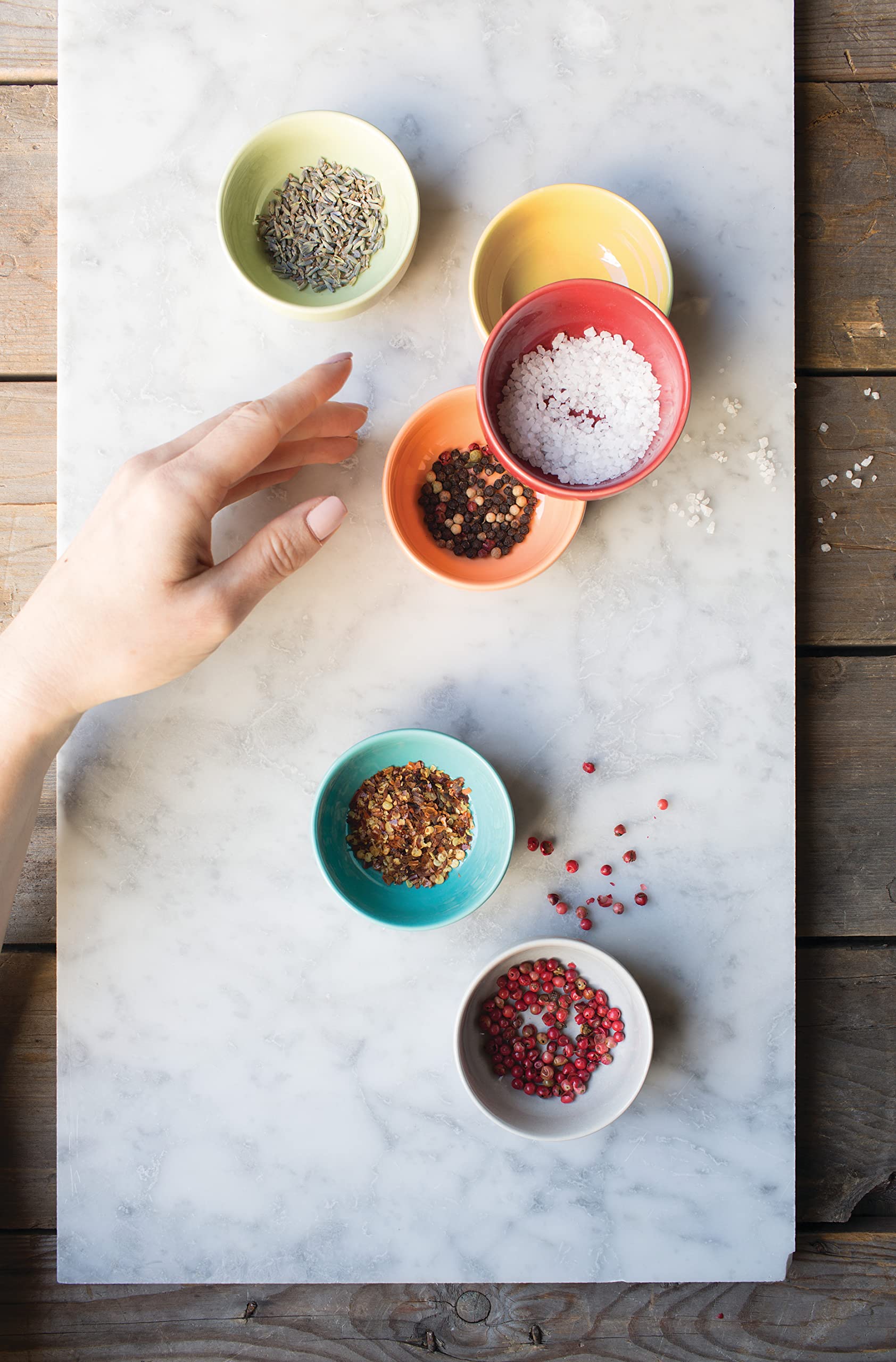 Now Designs Canyon microwave-safe pinch bowls for quick prep and reheating.