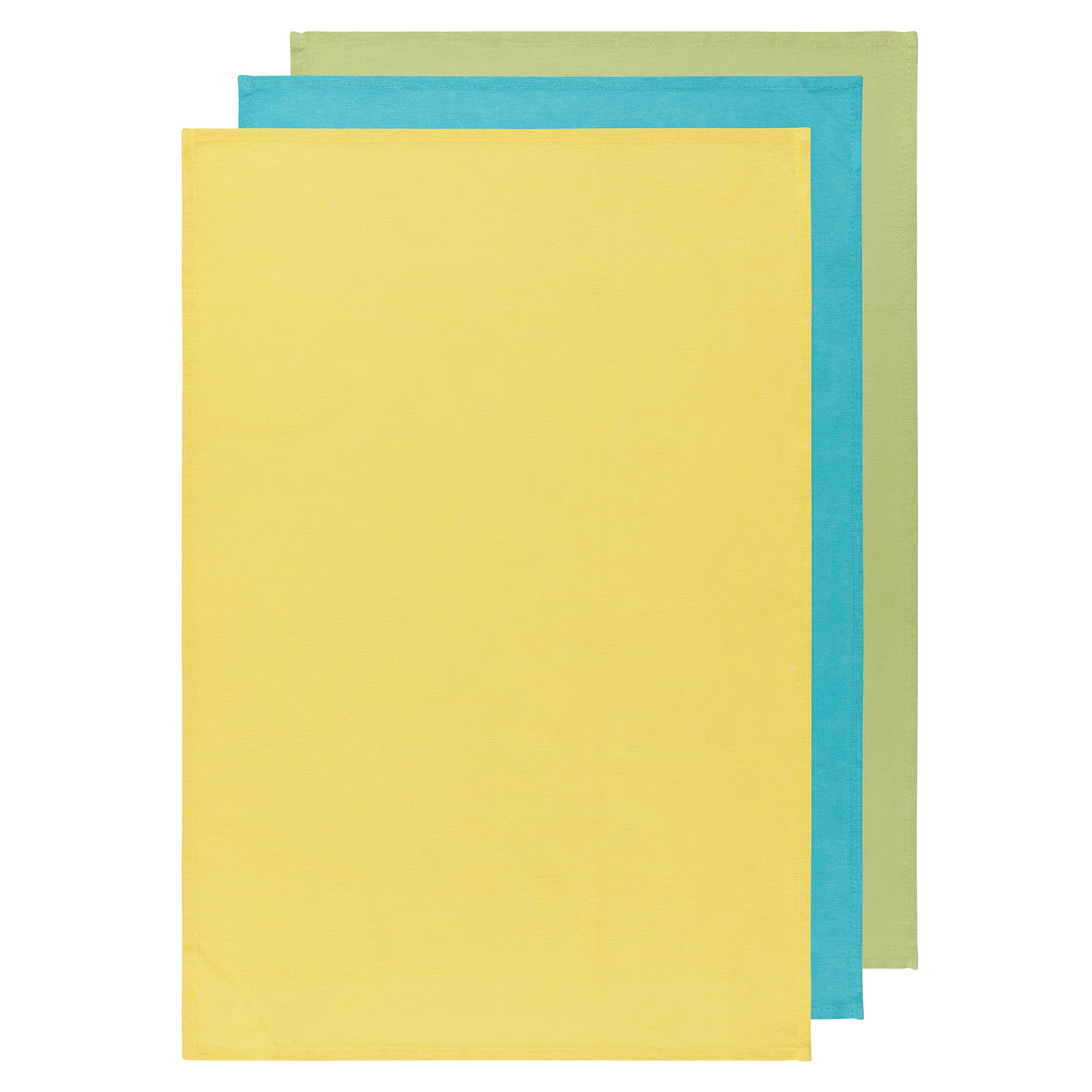 Now Designs flour sack towel chartreuse-turquoise-leaf pattern folded over rising dough