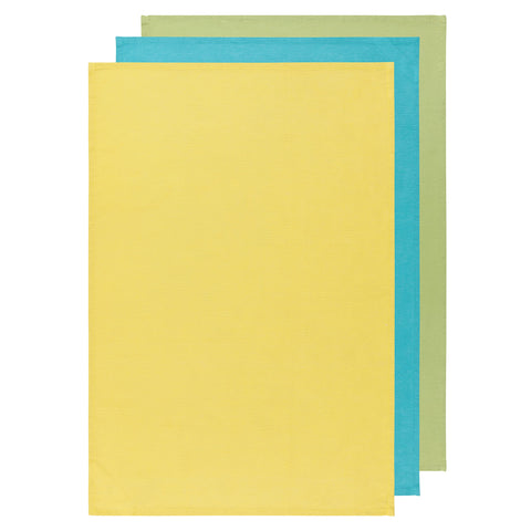 Now Designs flour sack towel chartreuse-turquoise-leaf pattern folded over rising dough