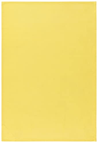 Now Designs flour sack towel chartreuse-turquoise-leaf pattern placed on a table as decor