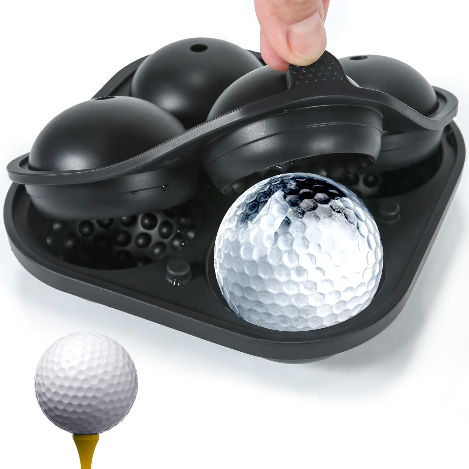 NowMaithis four-hole golf ice ball mold for party-ready drinks.