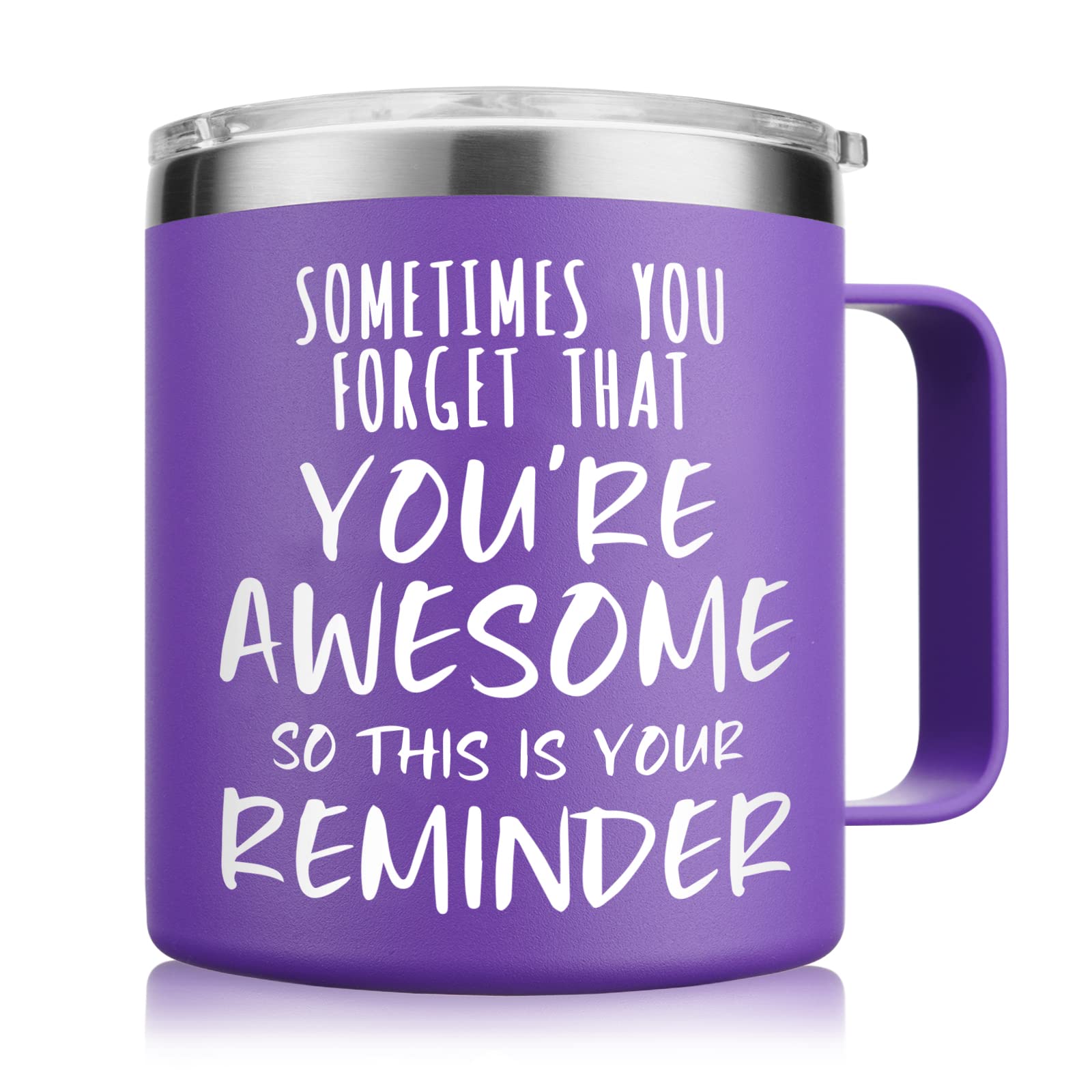 NOWWISH 14oz purple mug with handle for daily motivation.