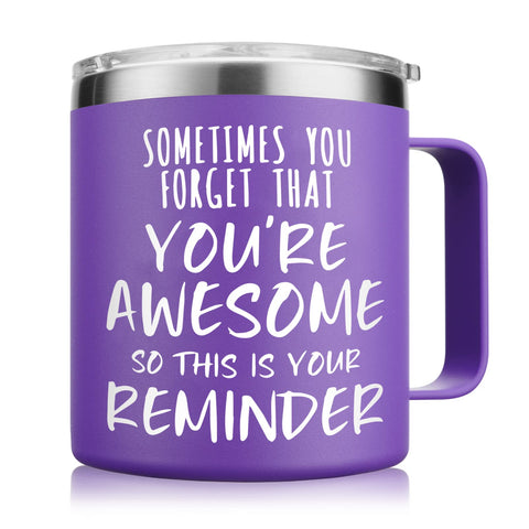 NOWWISH 14oz purple mug with handle for daily motivation.