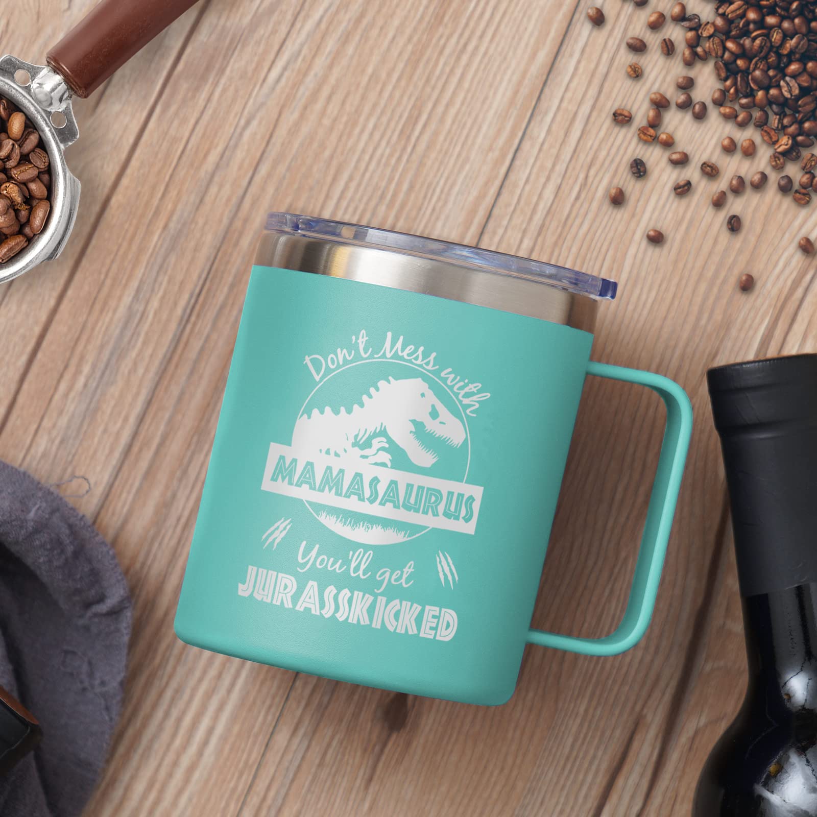 NOWWISH Mamasaurus suits coffee or wine in the 14oz size.
