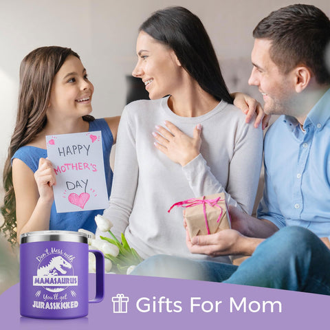 NOWWISH Mamasaurus mug with playful design prevents spills.