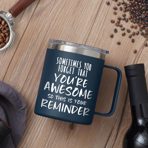 NOWWISH message mug featuring uplifting quote boosts mood during breaks.