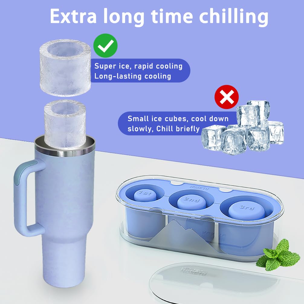 Noxetu hollow cylinder ice cubes keep drinks colder with less dilution.