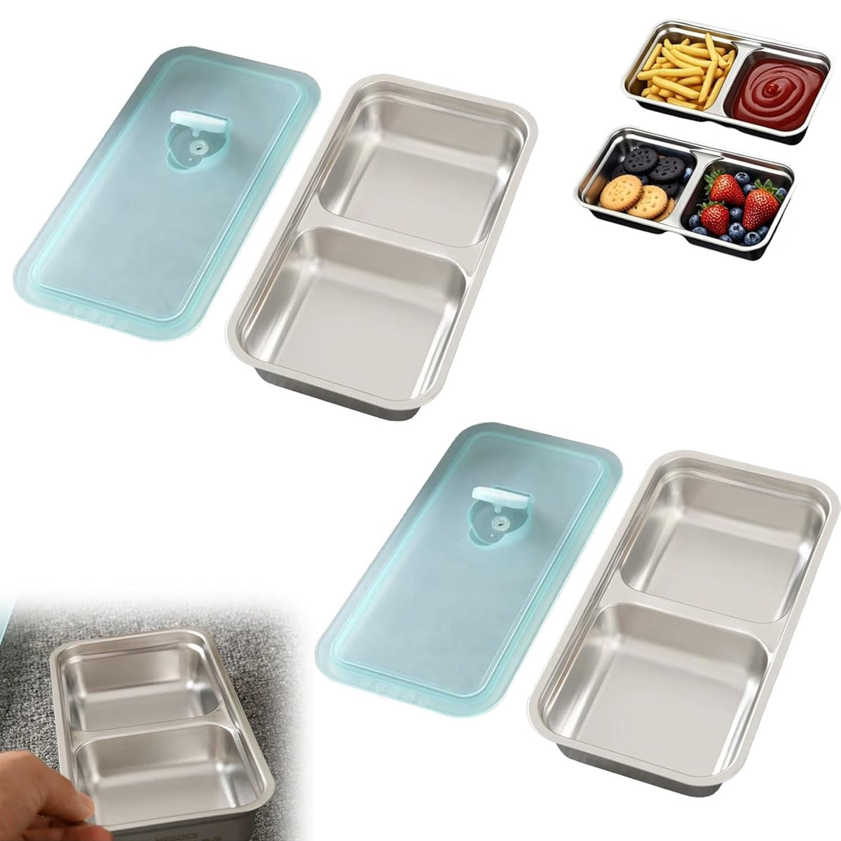 noxozoqm double-compartment snack container keeps snacks organized on the go
