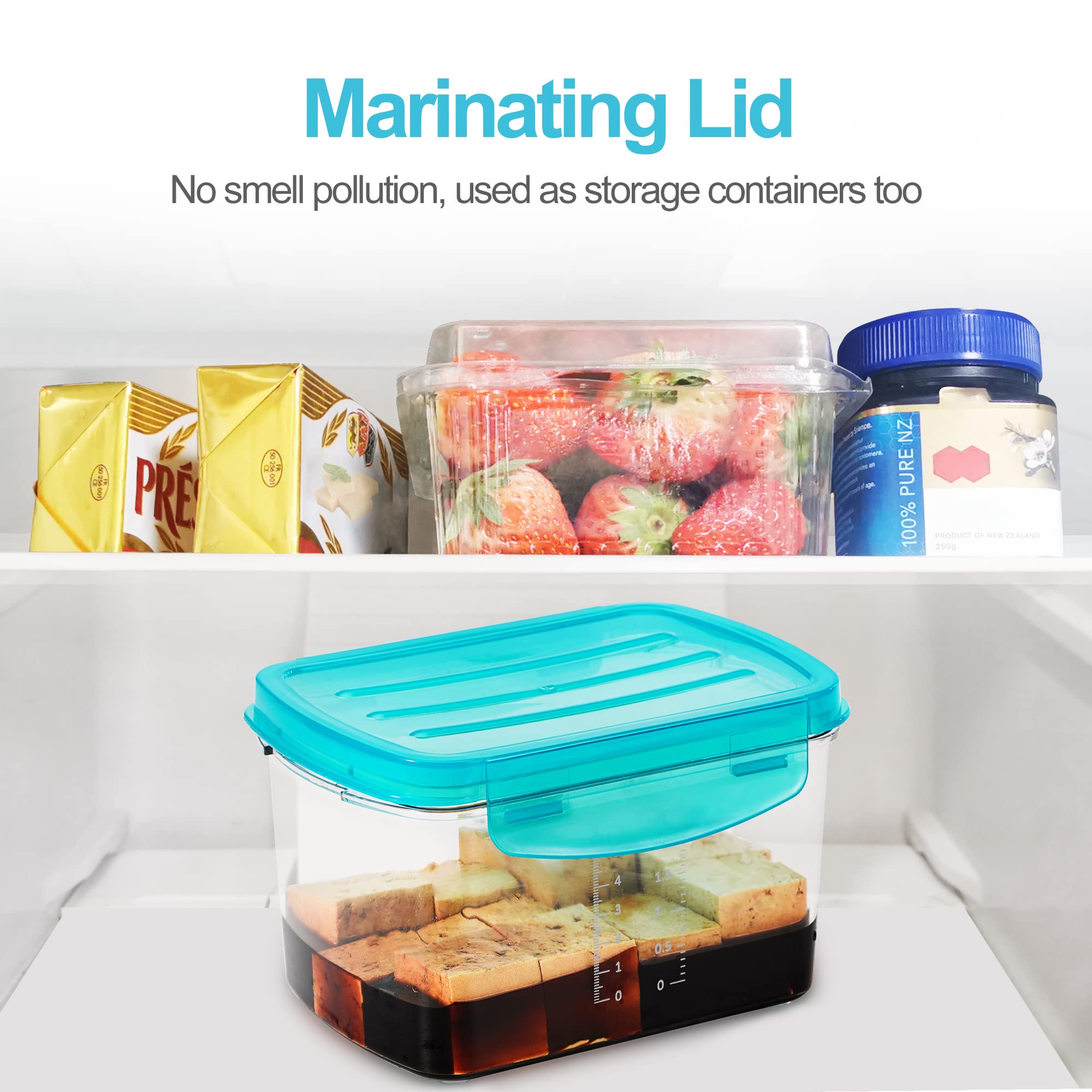 NOYA marinating lid keeps tofu isolated and odors contained.