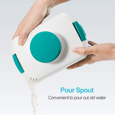 NOYA tofu press pour spout drains water without reopening the lid.
