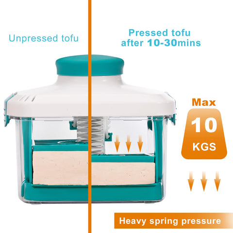 NOYA water catcher with depth markings helps monitor tofu moisture.