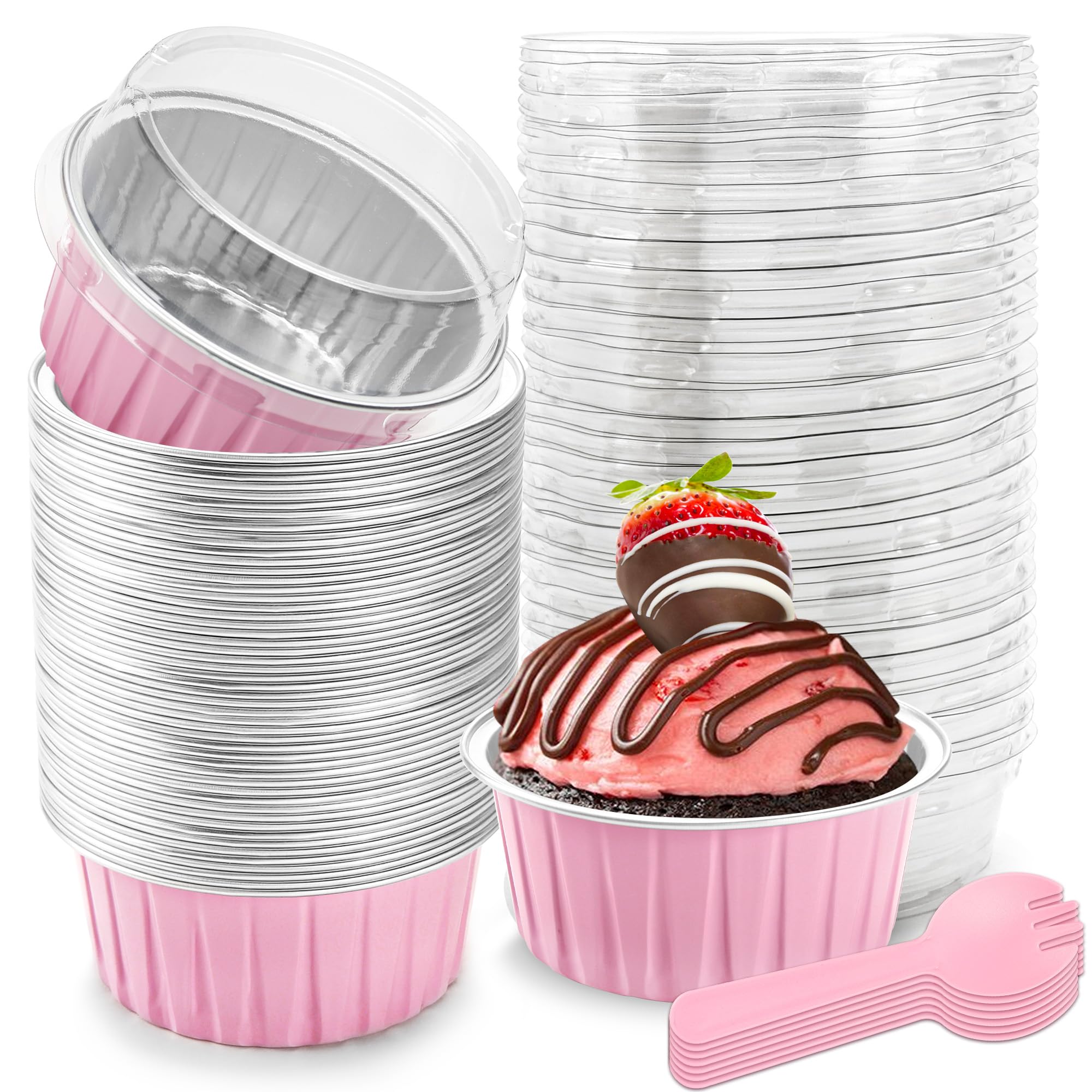 NPLUX 5 OZ mini loaf pans with lids shown from the front for even baking