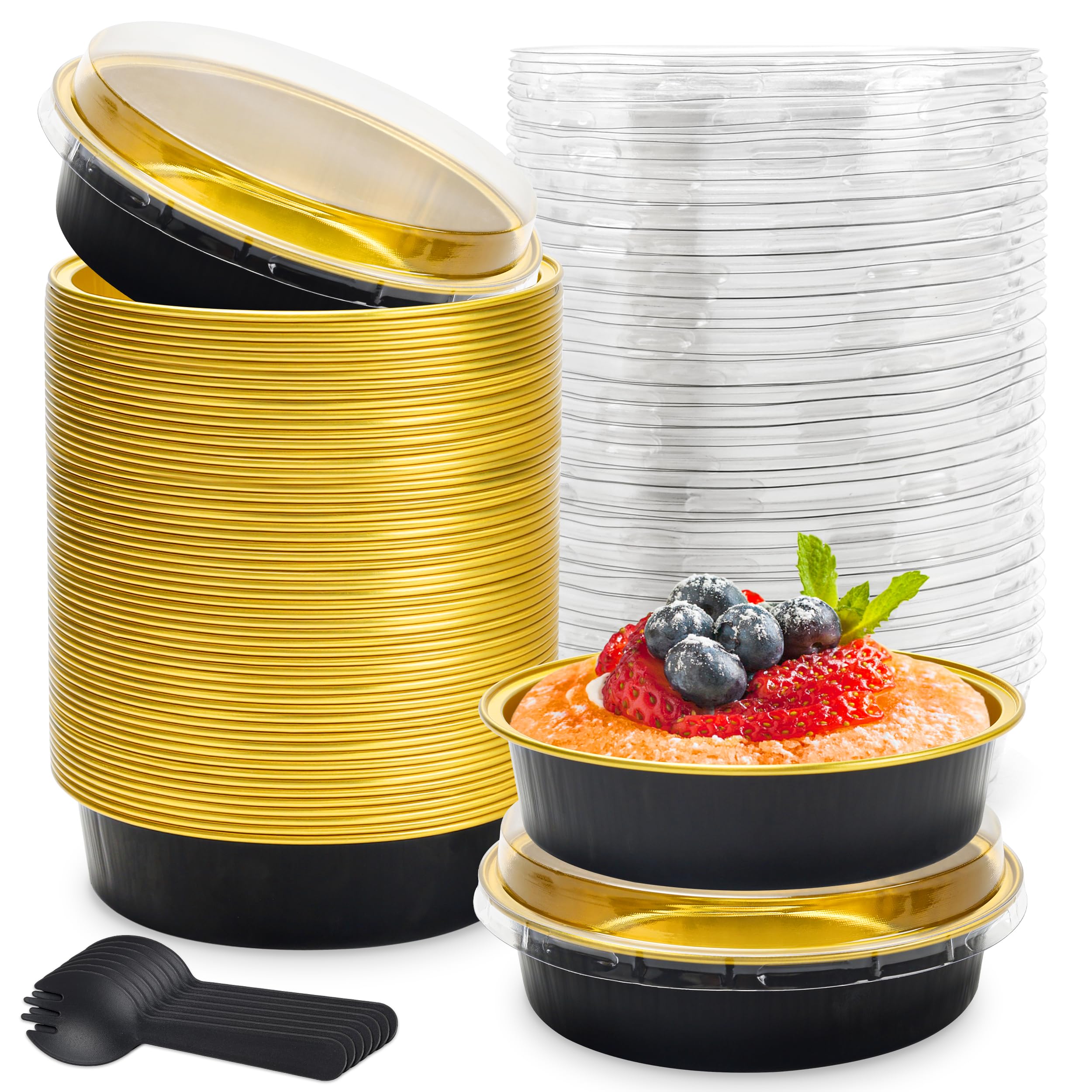 NPLUX 8oz mini cake pans with lids display desserts for serving