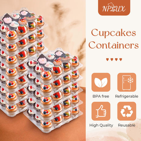 NPLUX clear boxes stack neatly for space-saving bakery displays
